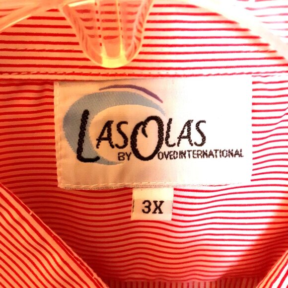 Delta Sigma Theta Embroidered Striped Button-Up Shirt Red White Long Sleeve Size - Picture 5 of 5